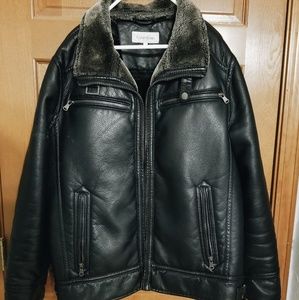 calvin klein faux leather moto jacket